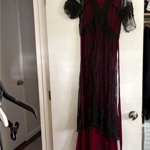 Chic Black and Red High Low Dress